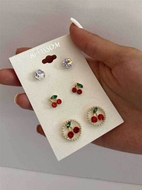 Cherry Gold Earring Set