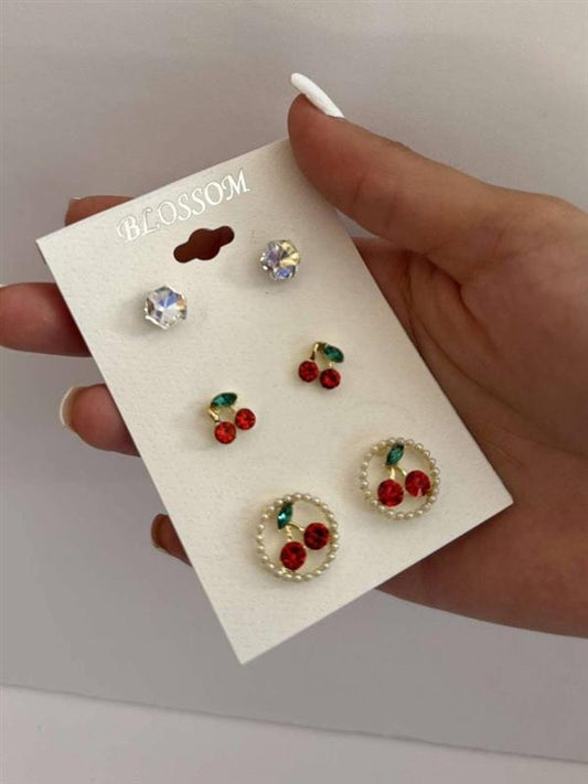 Cherry Gold Earring Set