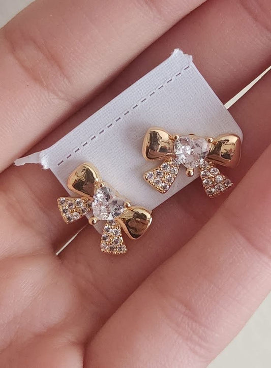 Gold Bow Earring Set